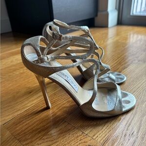 Jimmy Choo Lance Metallic Strappy Heels 4.5 inch heel